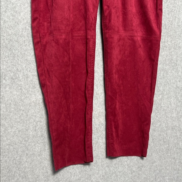 Free People Women’s Nightfall Vegan-Suede Pants in Queen Pomegranate High Rise - Picture 8 of 9